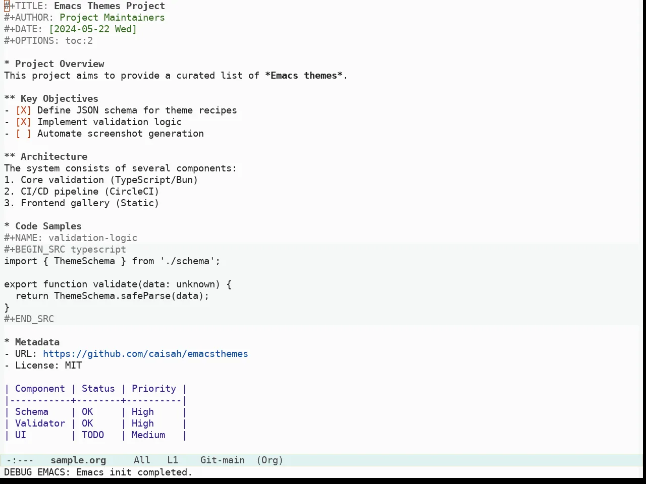 Immaterial Light Theme in org-mode