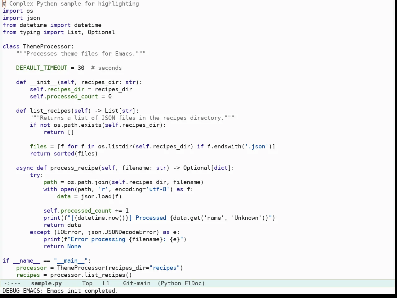 Immaterial Light Theme in python-mode