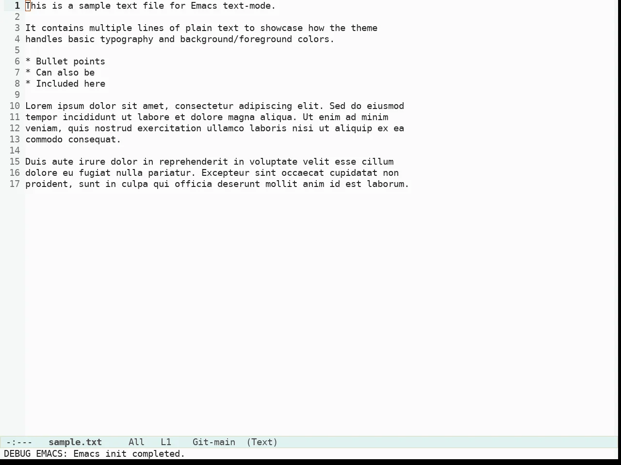 Immaterial Light Theme in text-mode
