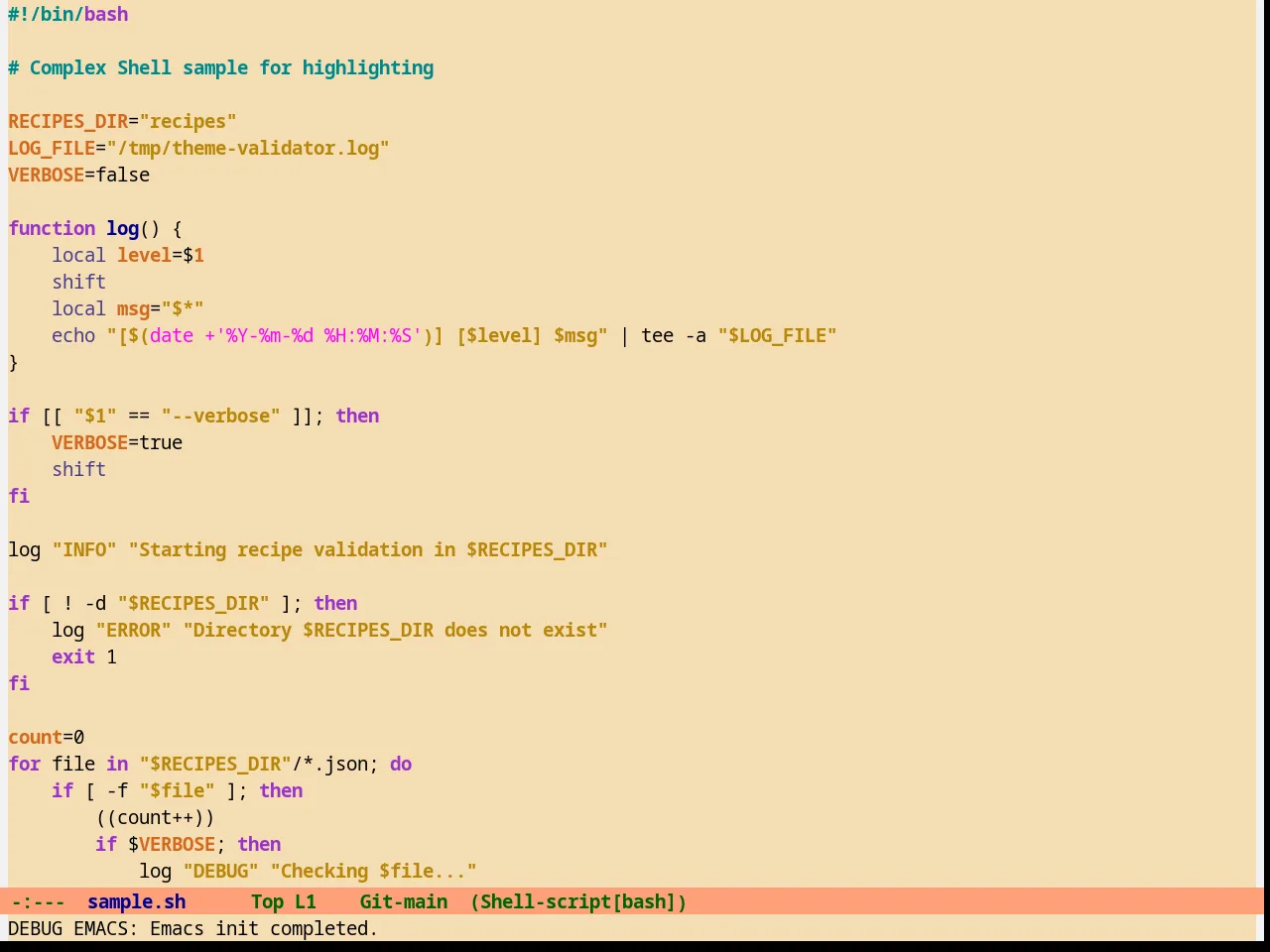 Infodoc Theme in sh-mode