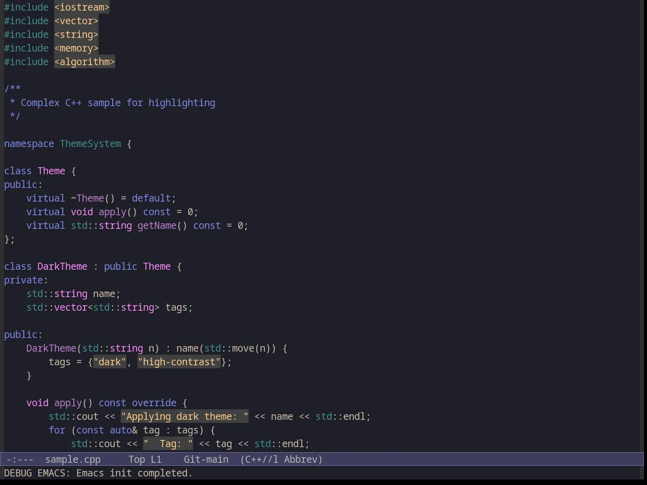 Inkpot Theme in c++-mode