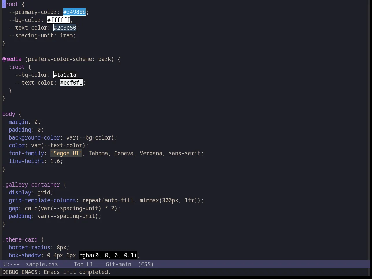 Inkpot Theme in css-mode