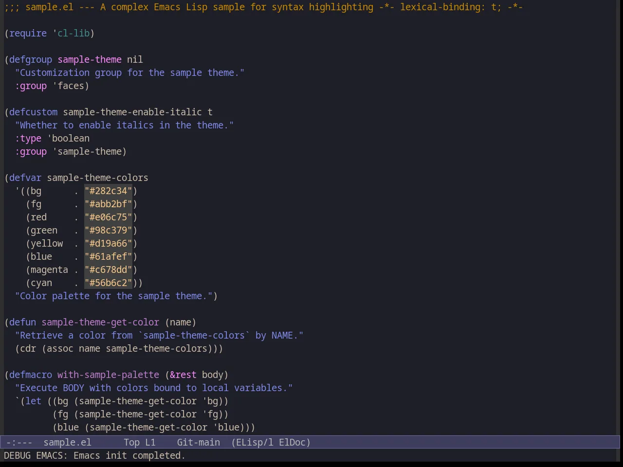 Inkpot Theme in emacs-lisp-mode