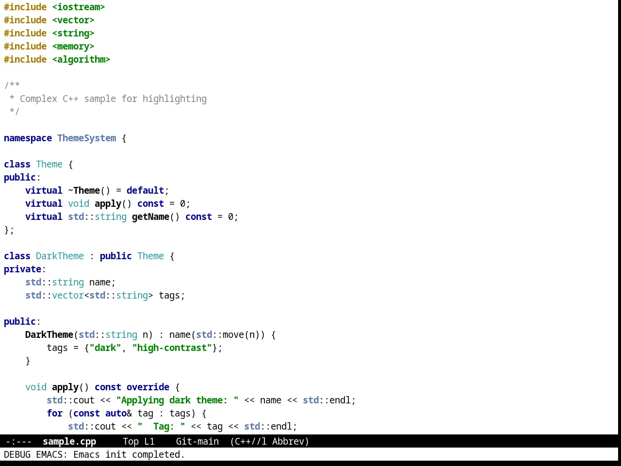 Intellij Theme in c++-mode