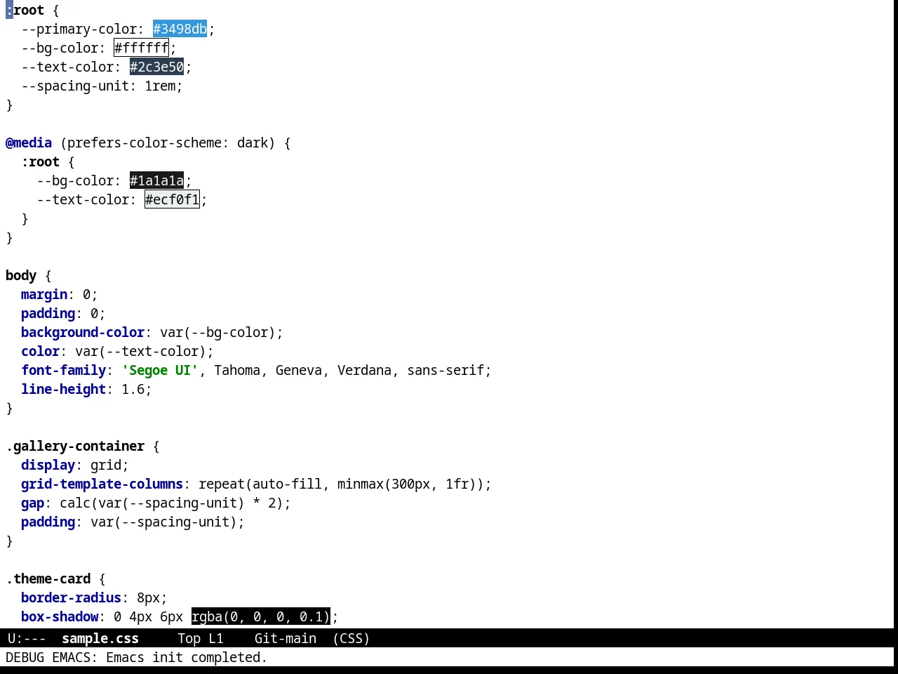 Intellij Theme in css-mode