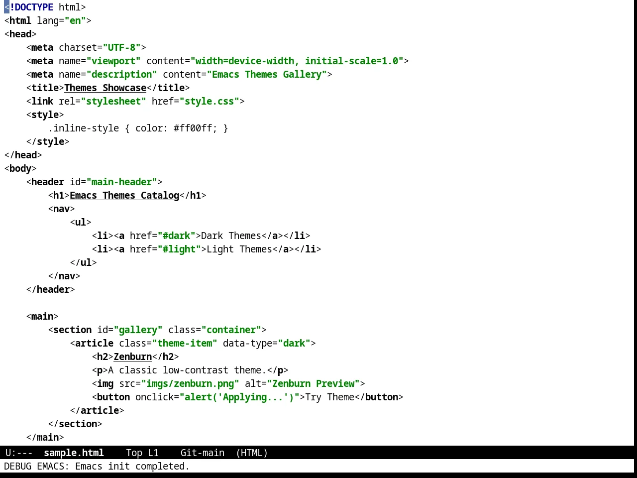 Intellij Theme in html-mode