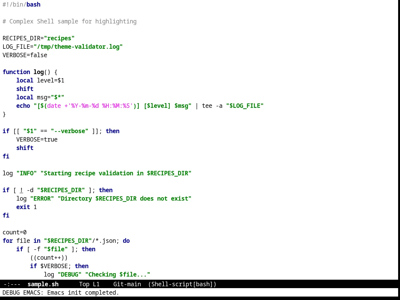 Intellij Theme in sh-mode