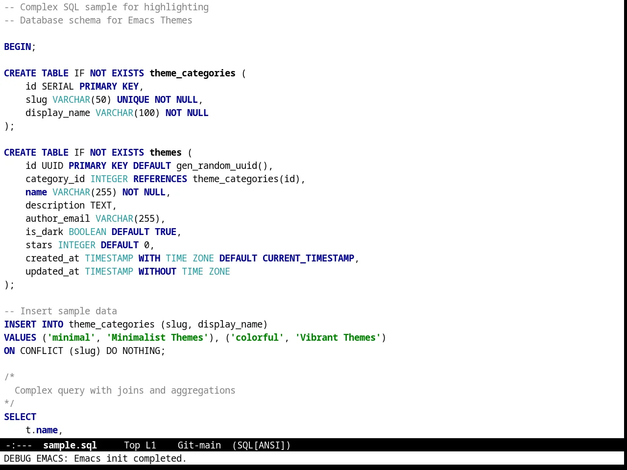 Intellij Theme in sql-mode