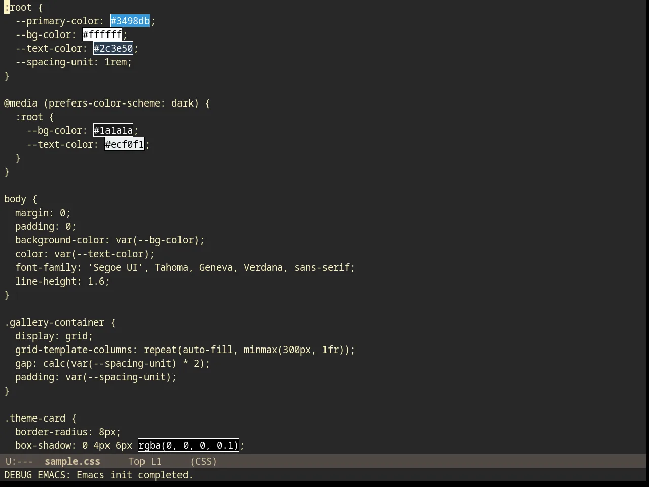 Inverse Acme Theme in css-mode
