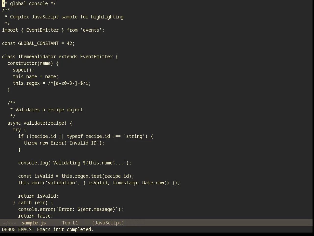 Inverse Acme Theme in javascript-mode