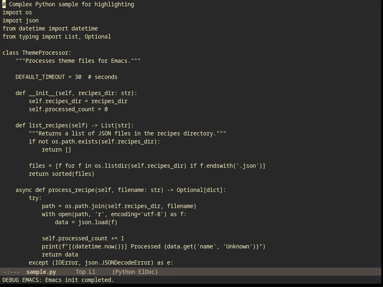 Inverse Acme Theme in python-mode