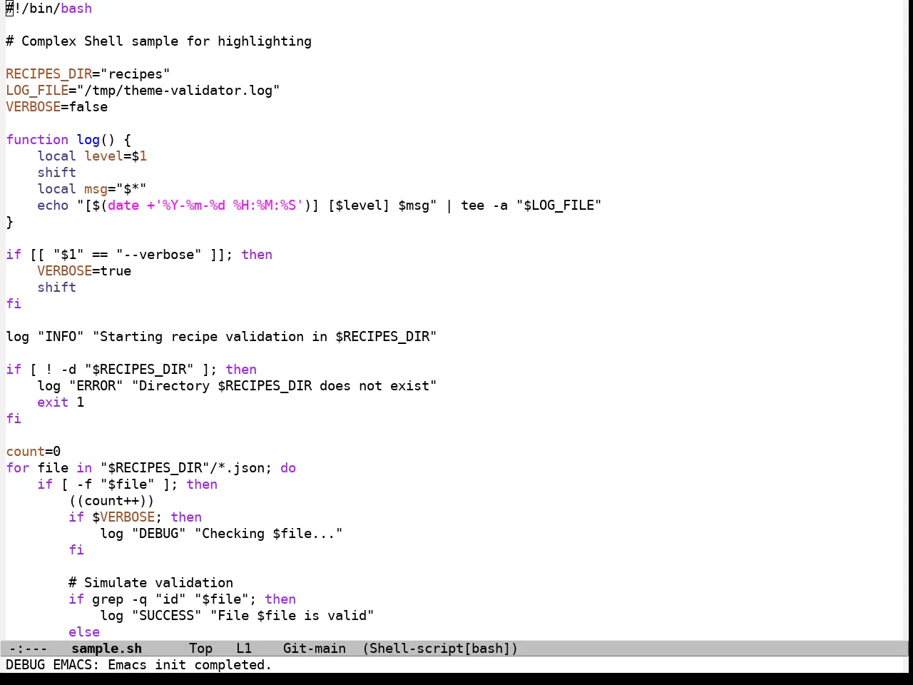 Iosevka Theme in sh-mode