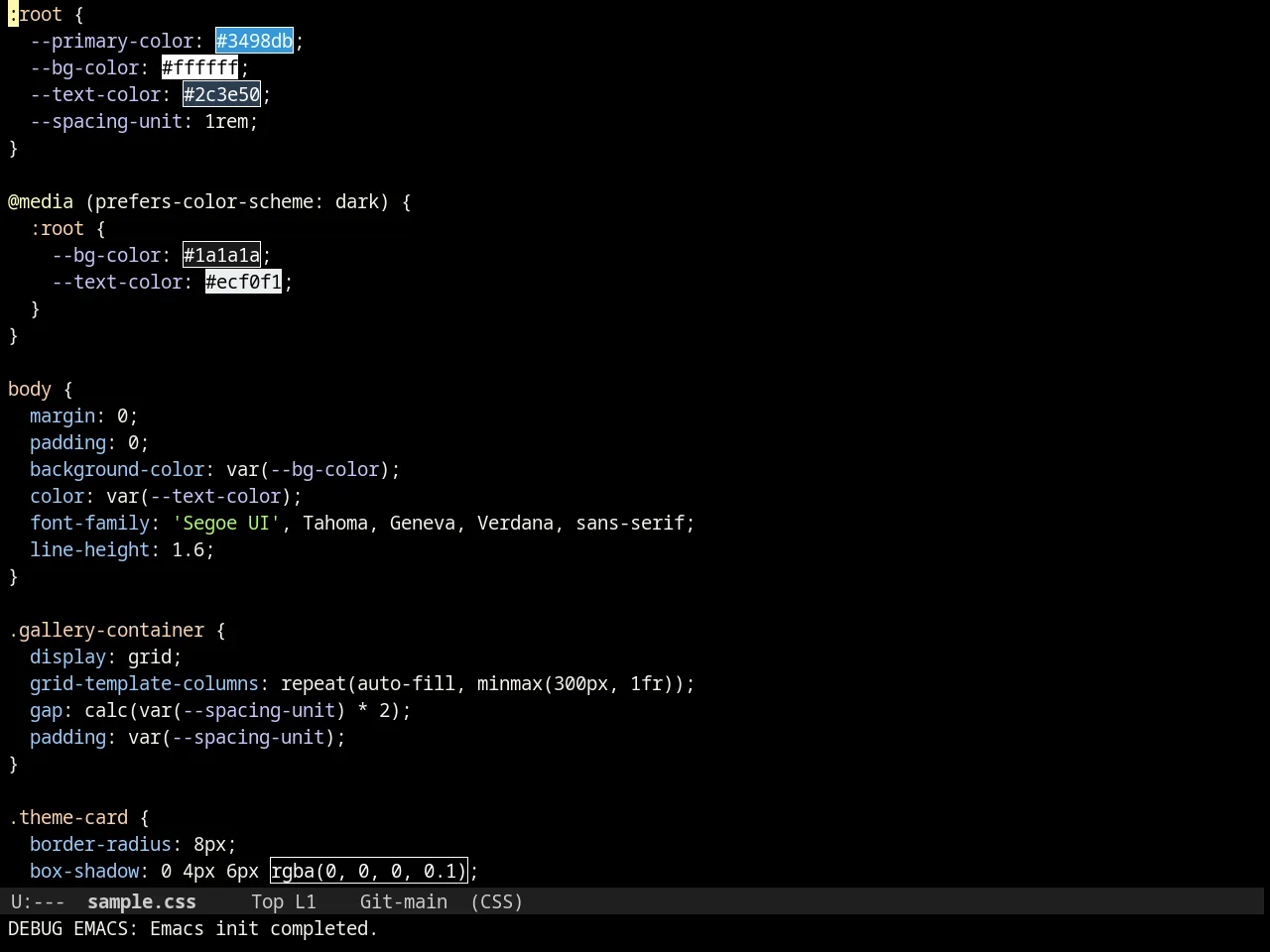Ir Black Theme in css-mode