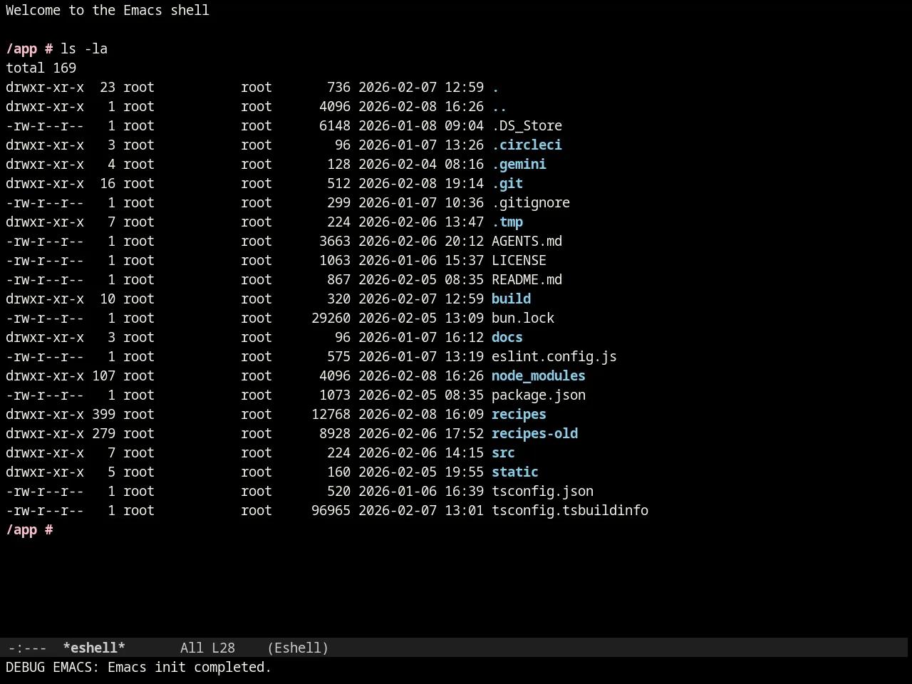 Ir Black Theme in eshell