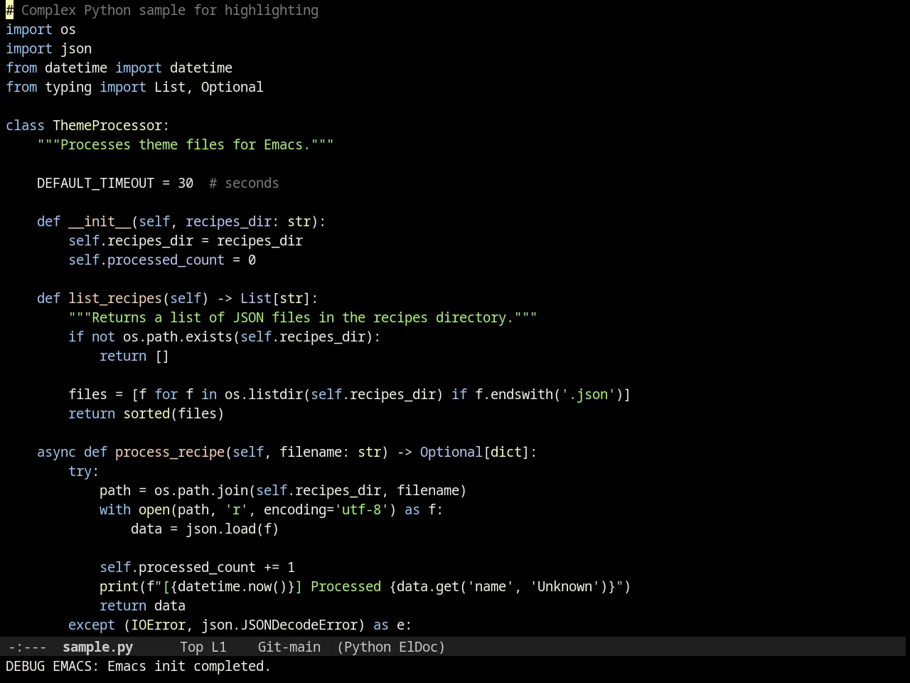 Ir Black Theme in python-mode
