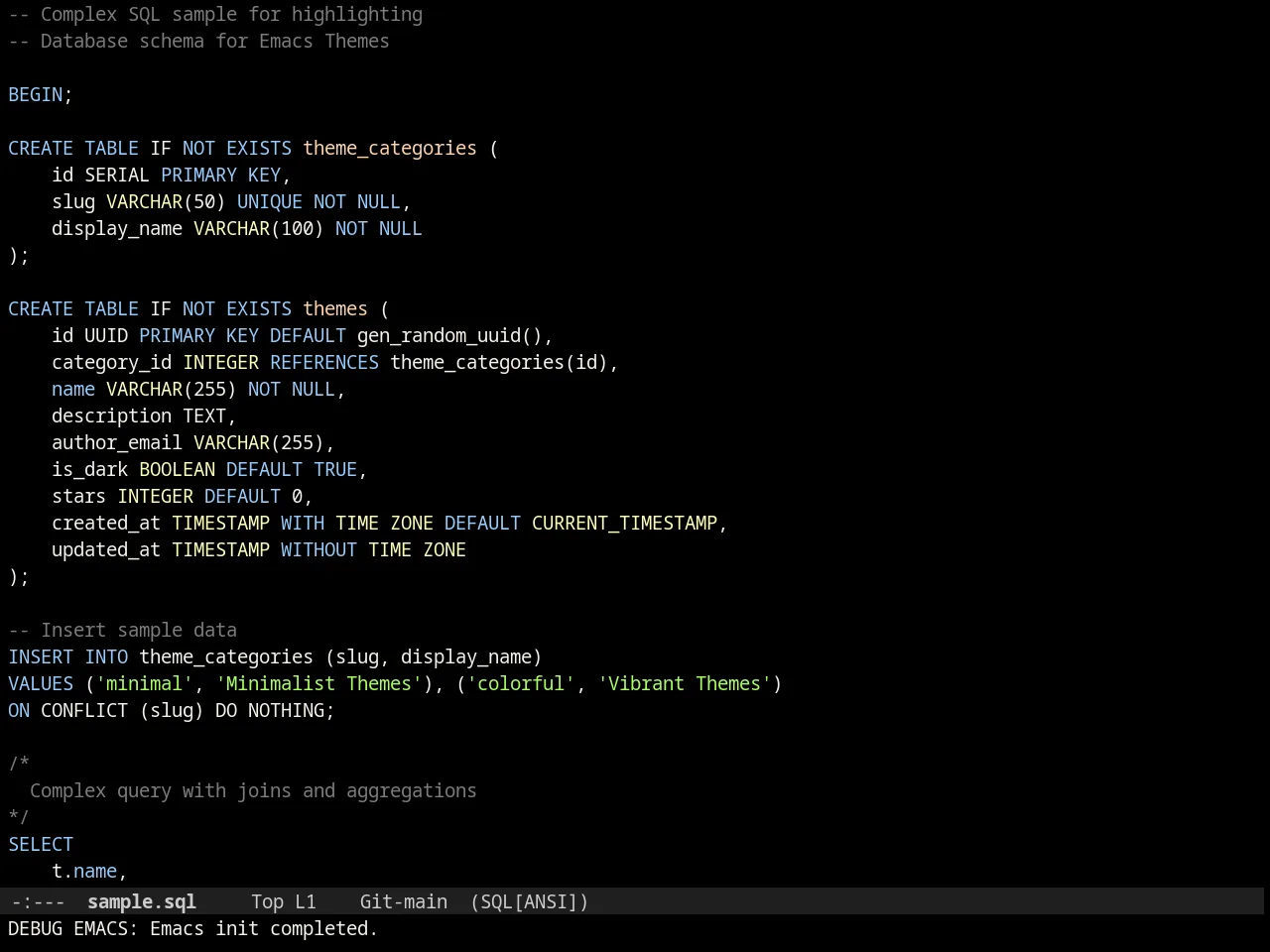 Ir Black Theme in sql-mode