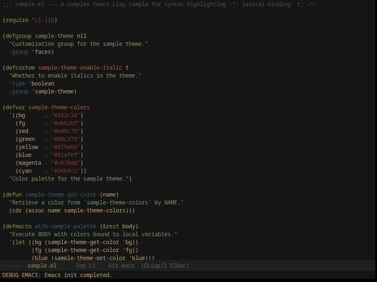 Jazz Theme in emacs-lisp-mode