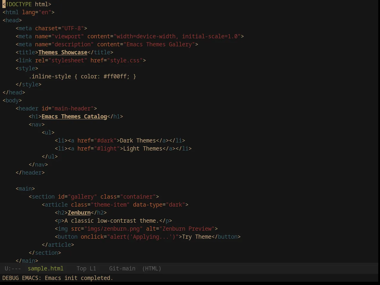 Jazz Theme in html-mode