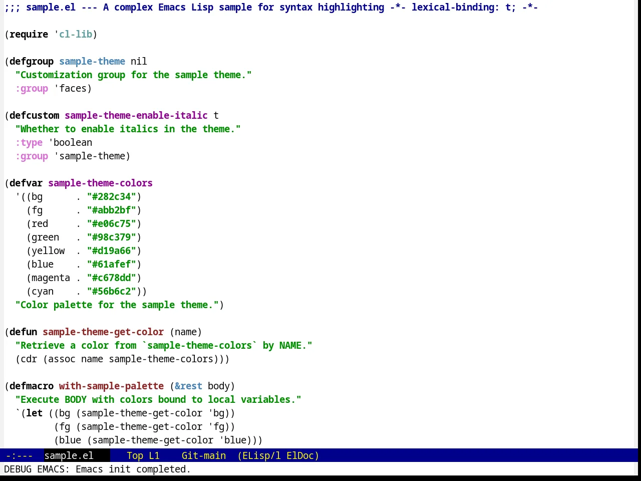 JB Simple Theme in emacs-lisp-mode