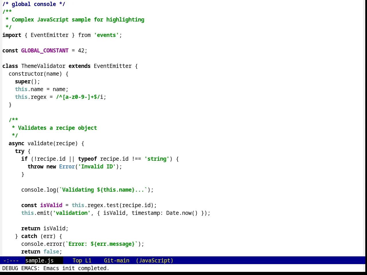JB Simple Theme in javascript-mode