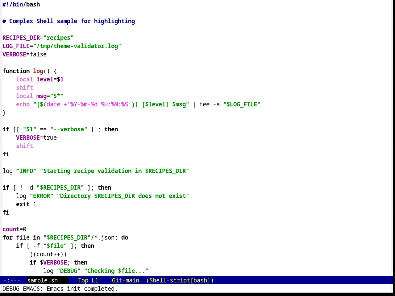 JB Simple Theme in sh-mode