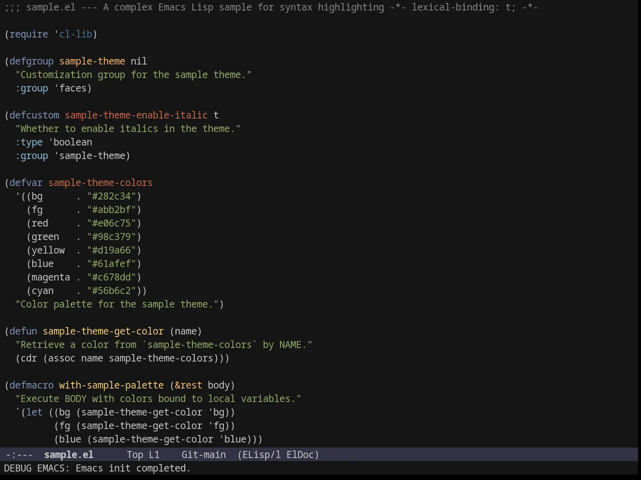 JBeans Theme in emacs-lisp-mode