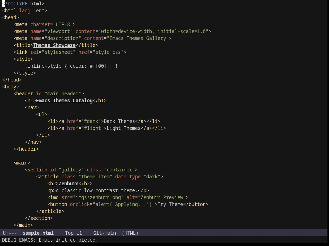 JBeans Theme in html-mode