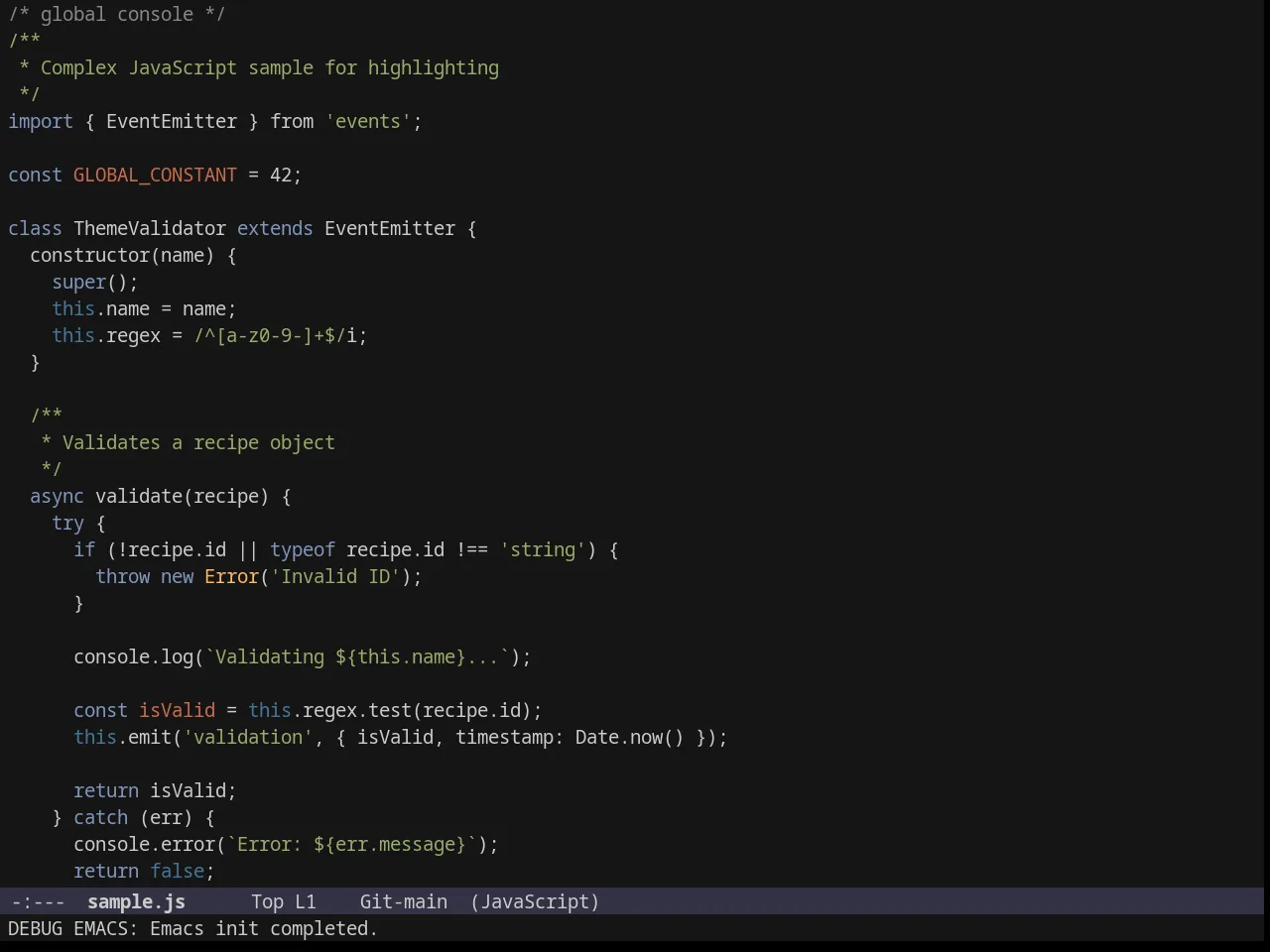 JBeans Theme in javascript-mode