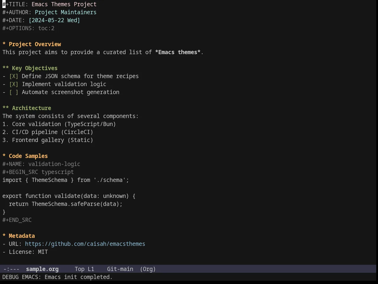 JBeans Theme in org-mode