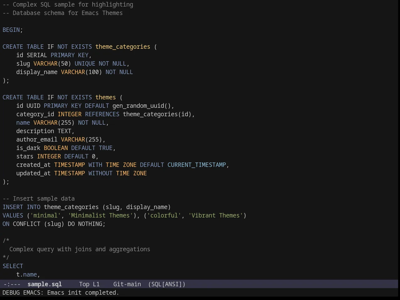 JBeans Theme in sql-mode