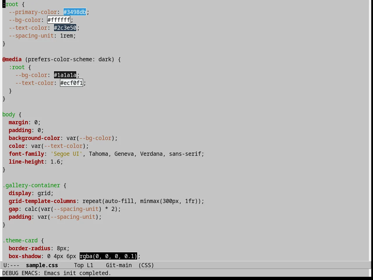 Jedit Grey Emacs Themes in css-mode