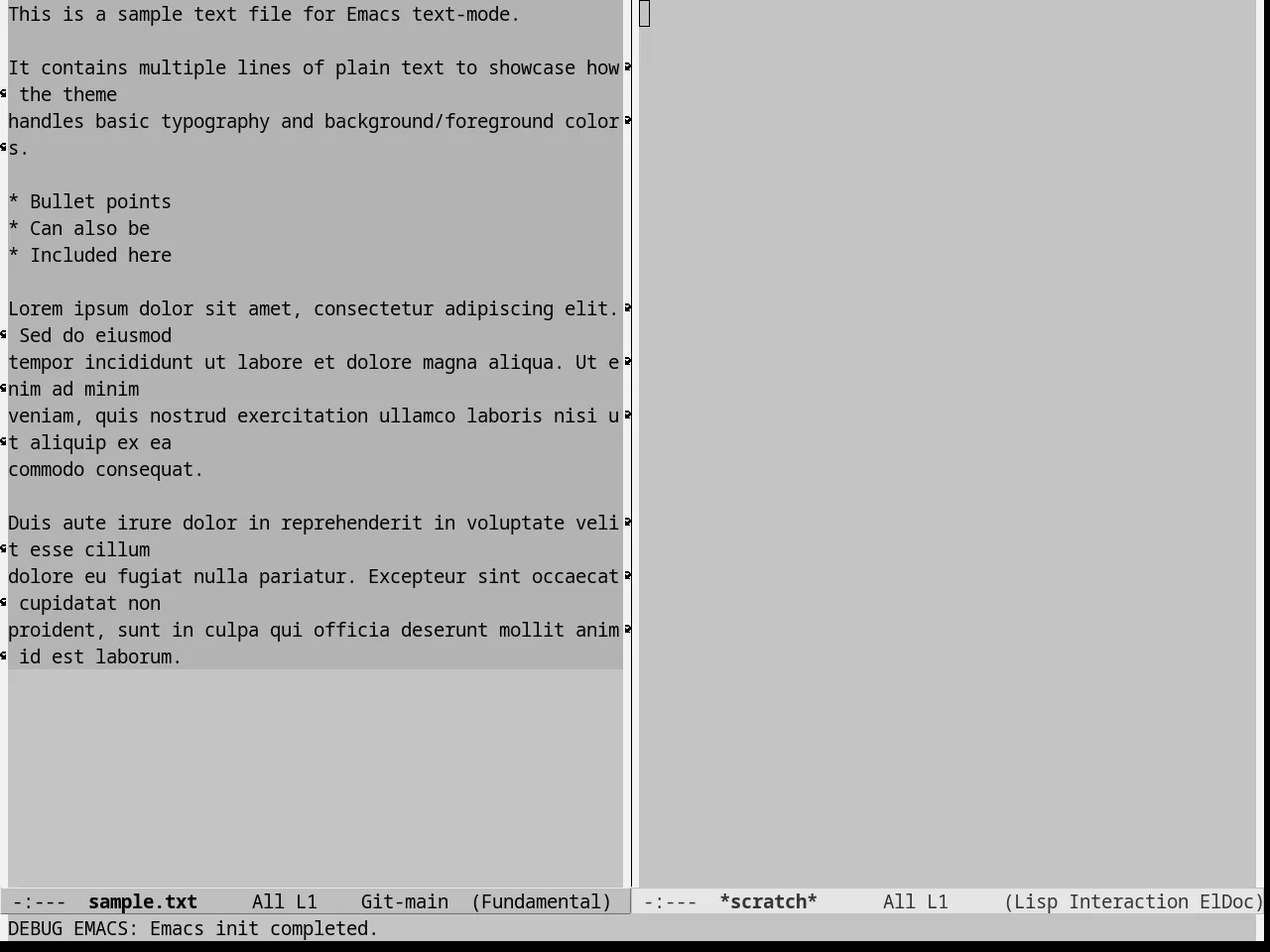 Jedit Grey Emacs Themes in fundamental-mode