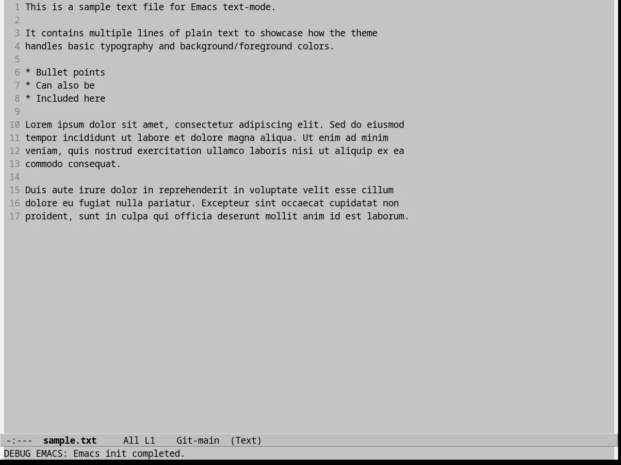 Jedit Grey Emacs Themes in text-mode