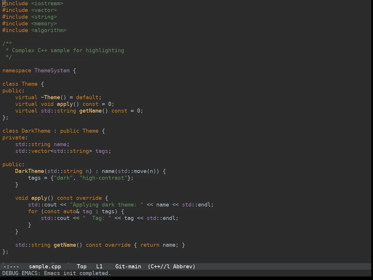 Jetbrains Darcula Theme in c++-mode