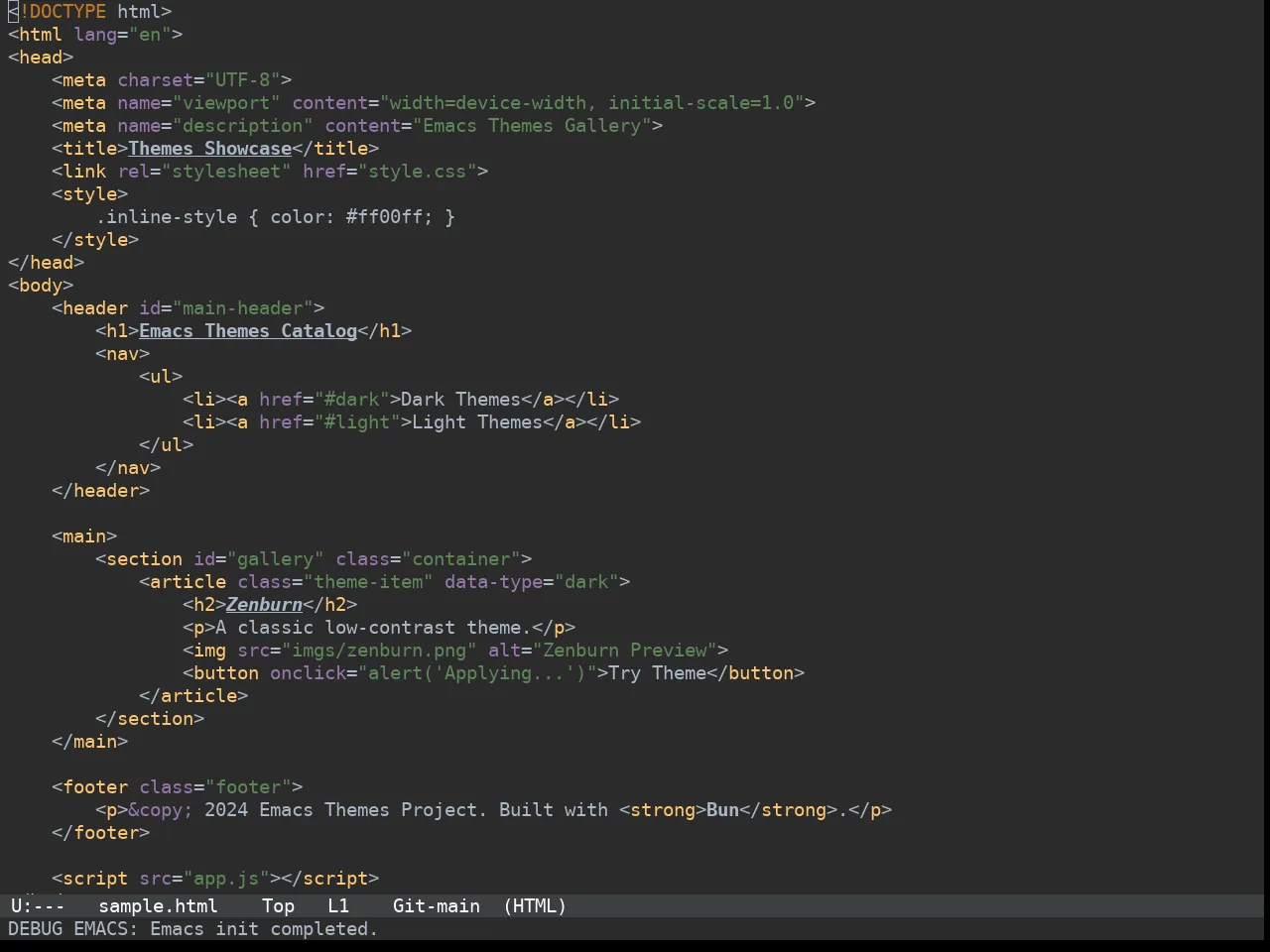 Jetbrains Darcula Theme in html-mode