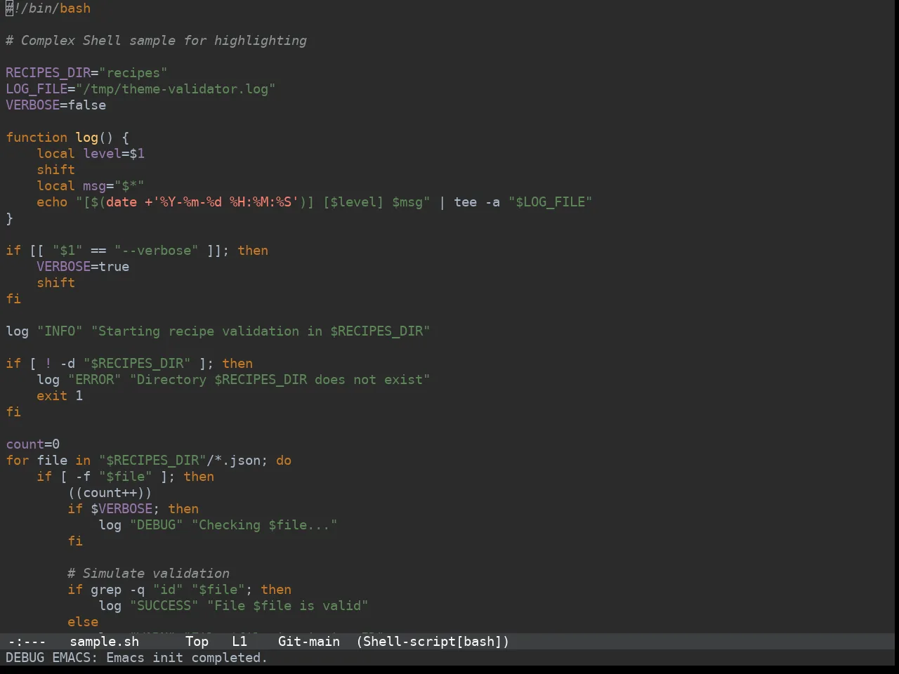 Jetbrains Darcula Theme in sh-mode