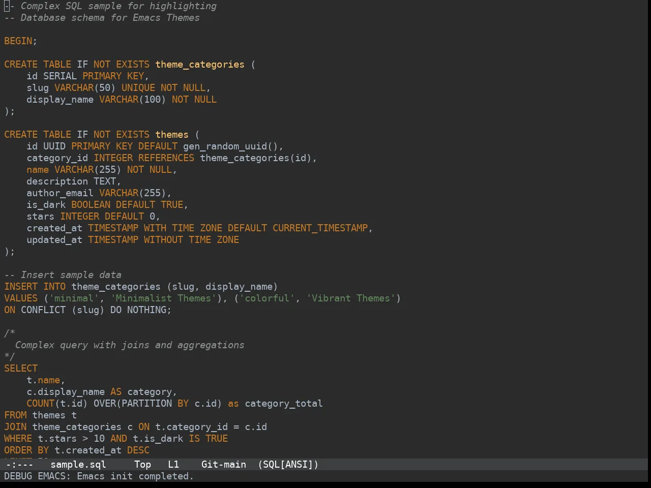 Jetbrains Darcula Theme in sql-mode