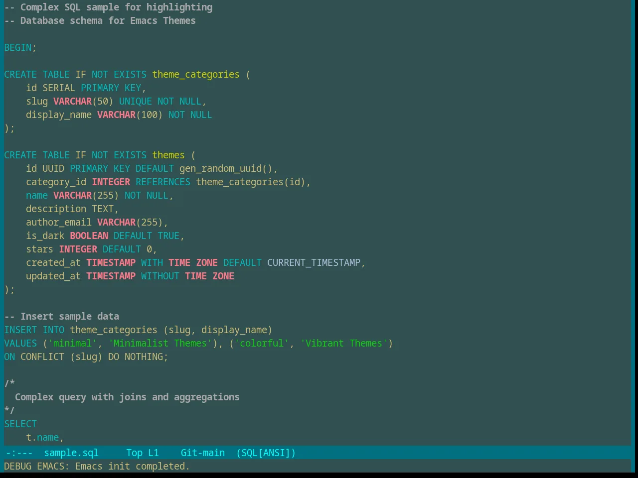 Jonadabian Slate Theme in sql-mode