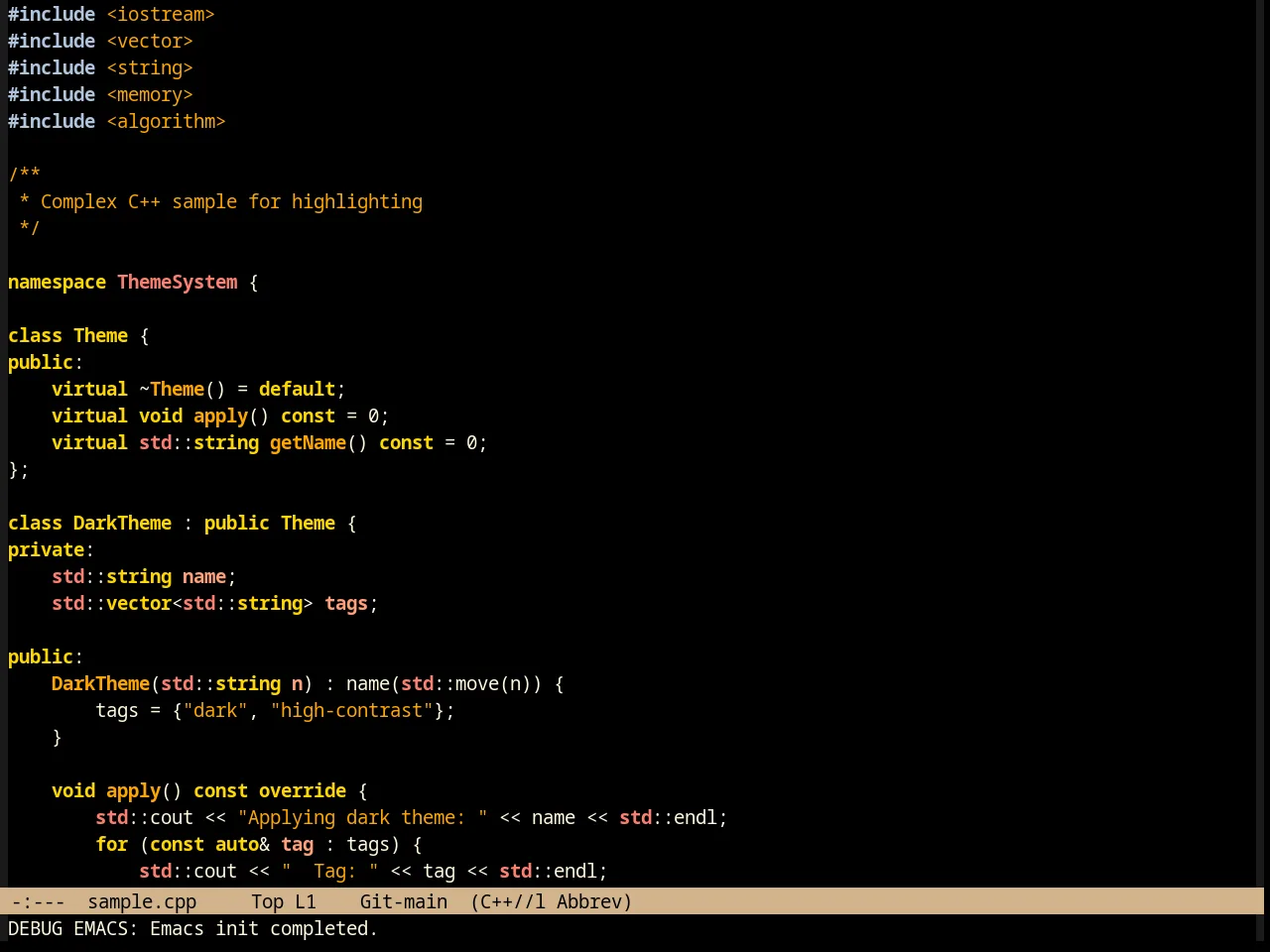 Jsc Dark Theme in c++-mode
