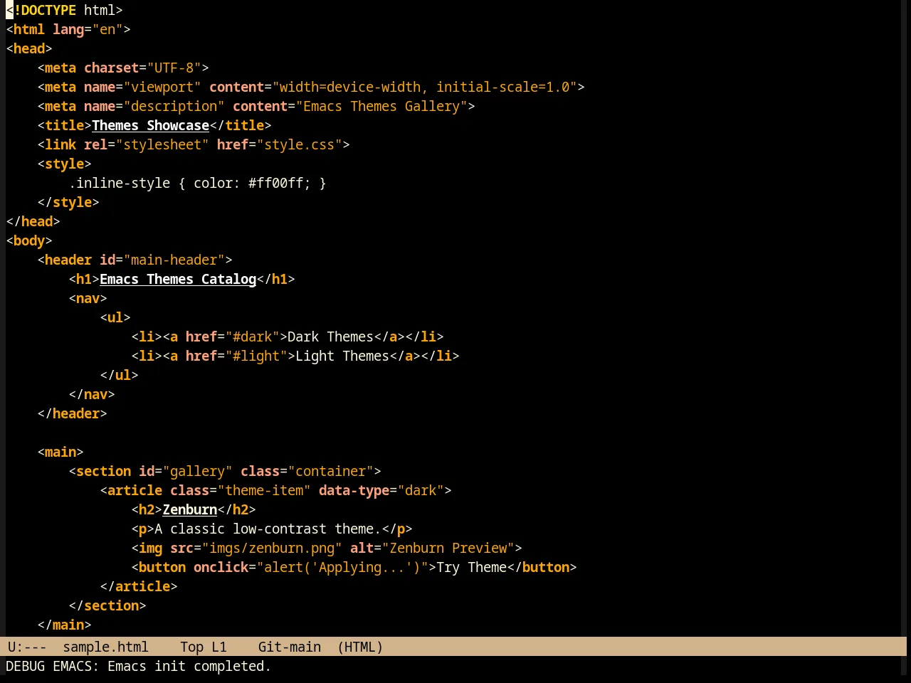 Jsc Dark Theme in html-mode