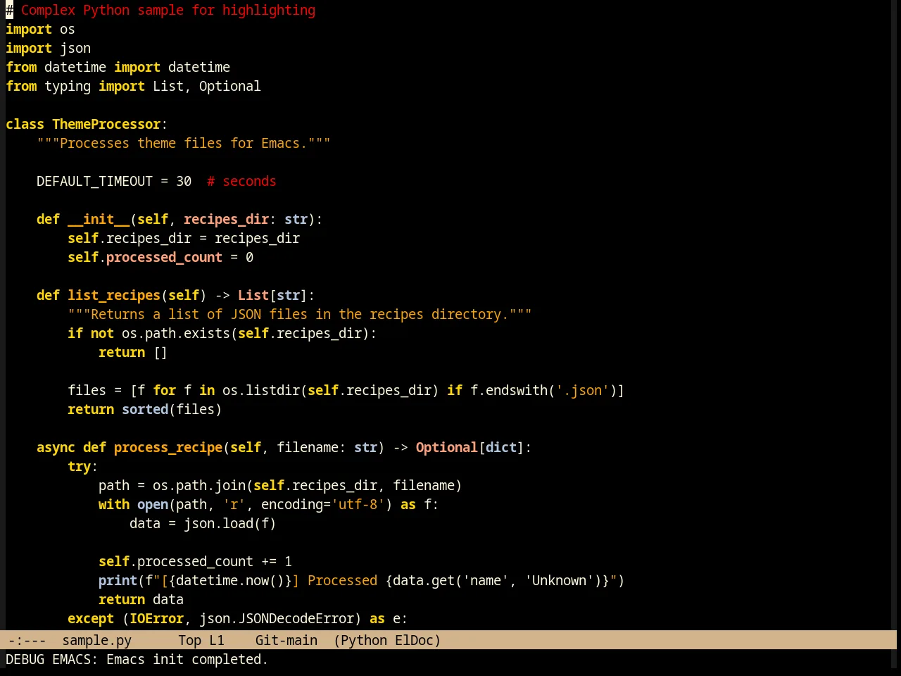 Jsc Dark Theme in python-mode