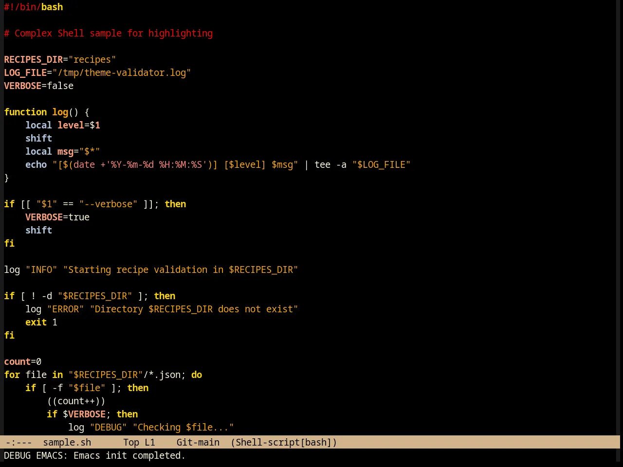 Jsc Dark Theme in sh-mode
