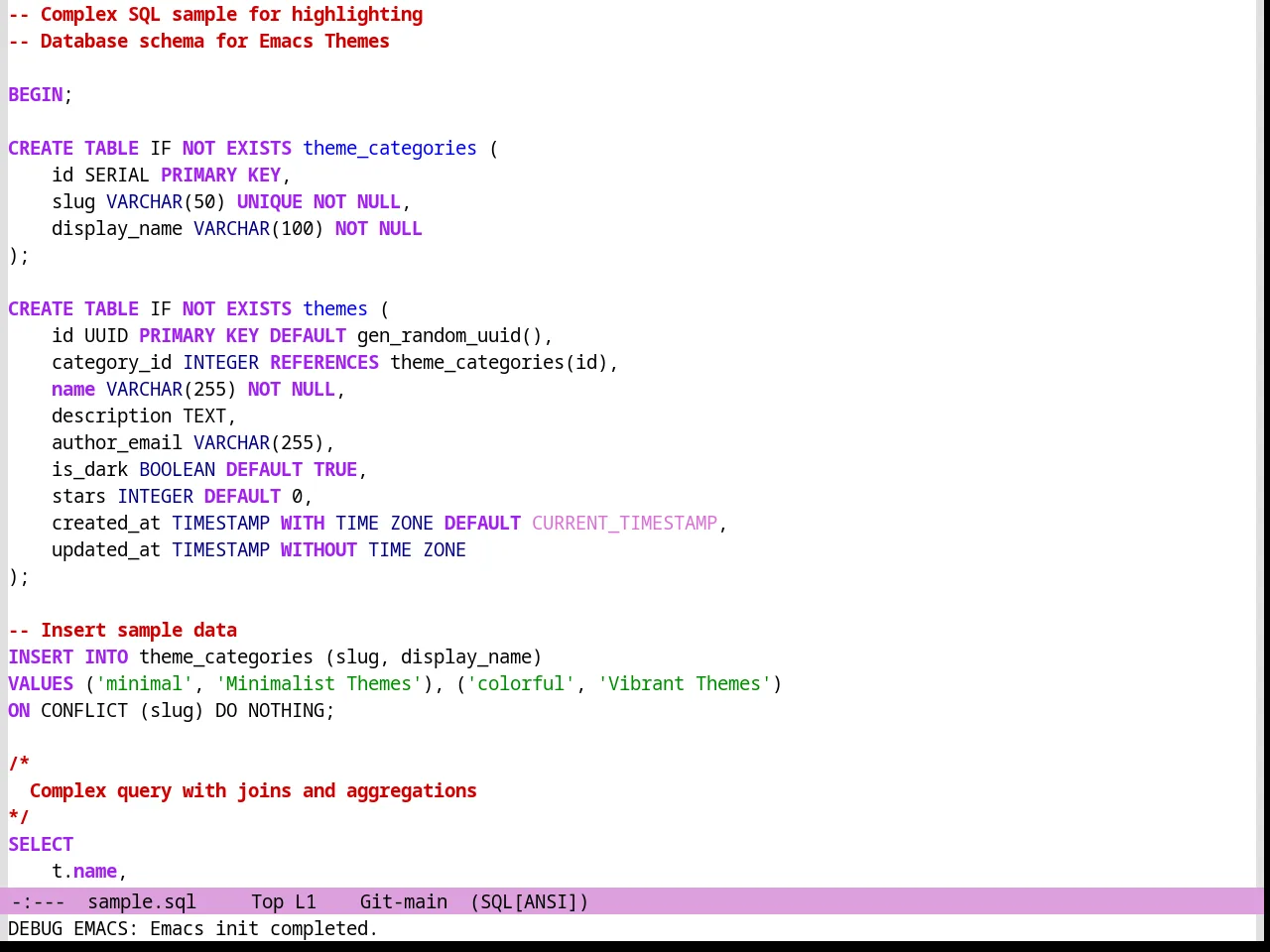 Jsc Light 2 Theme in sql-mode