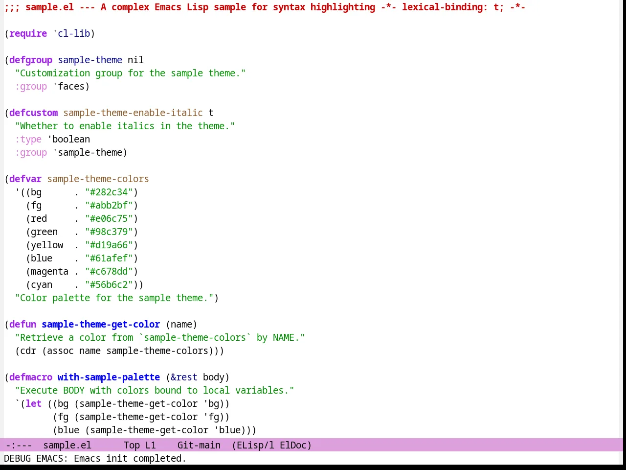 Jsc Light Theme in emacs-lisp-mode