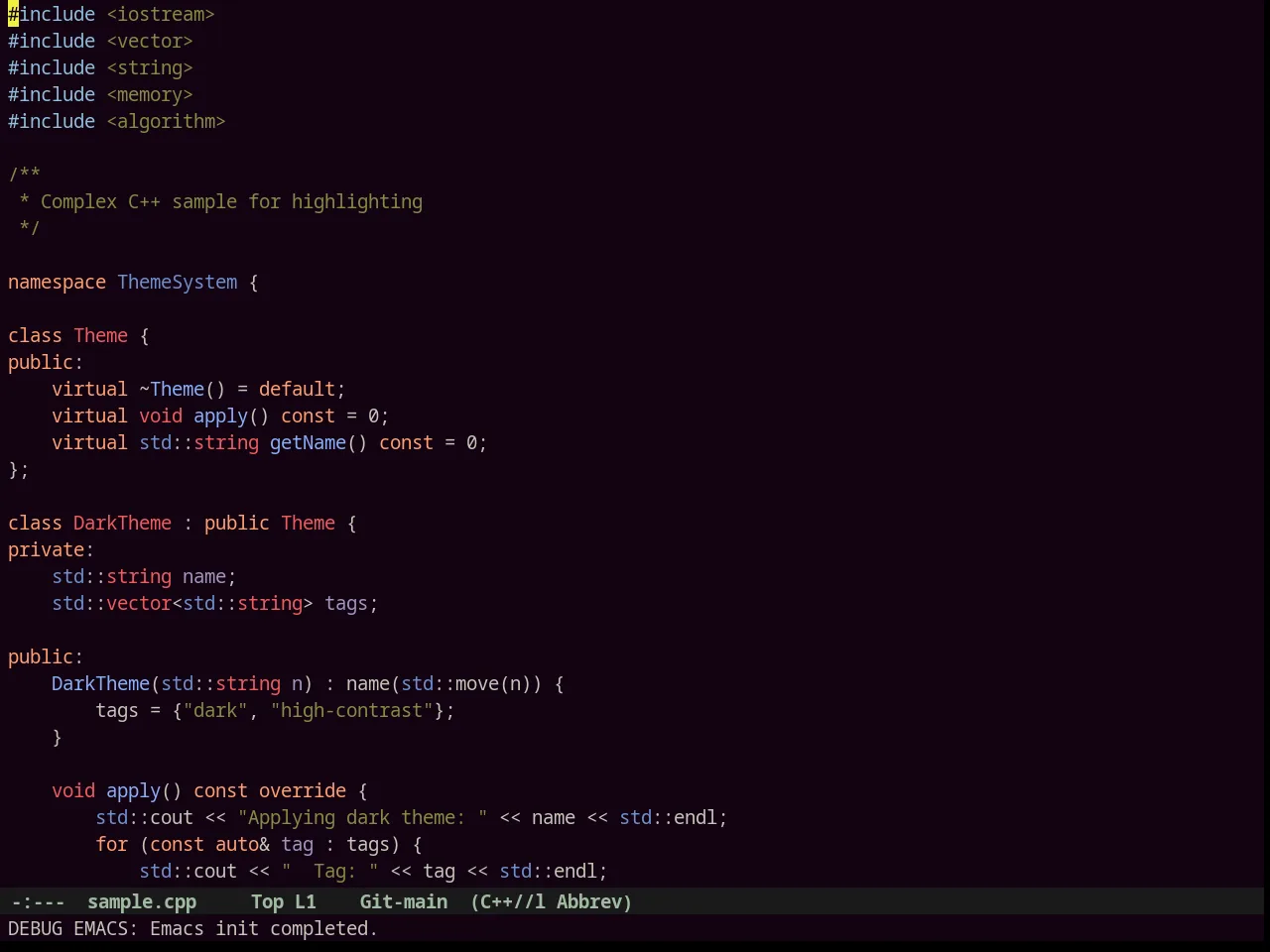 Junio Theme in c++-mode