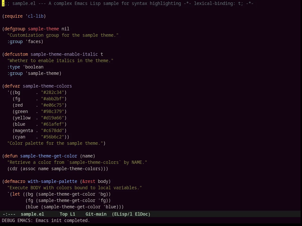 Junio Theme in emacs-lisp-mode