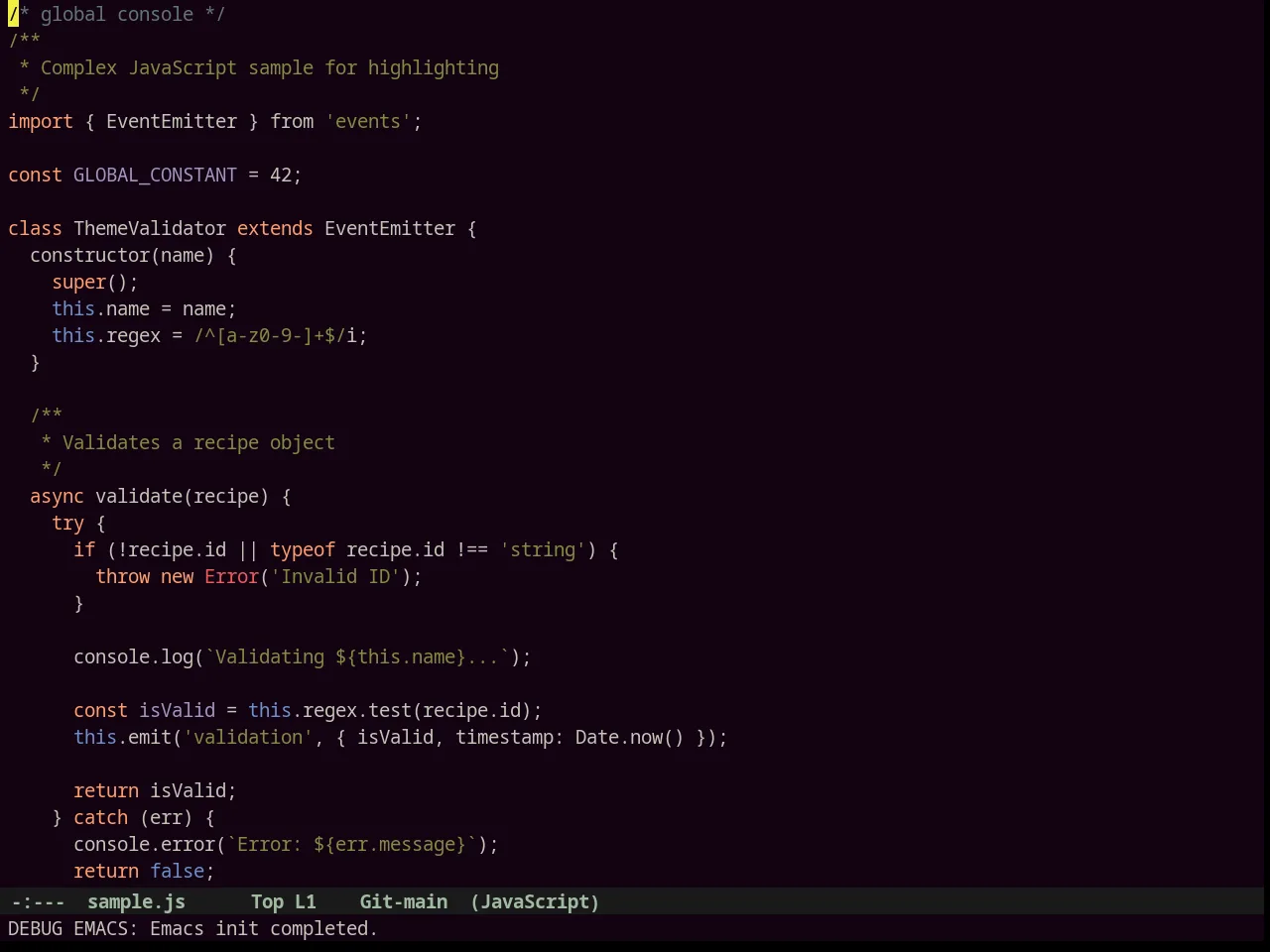 Junio Theme in javascript-mode