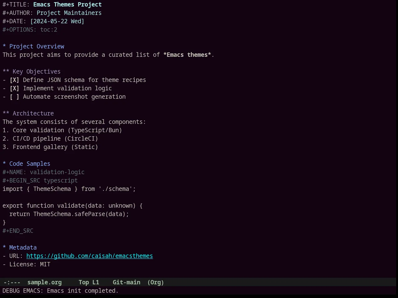Junio Theme in org-mode