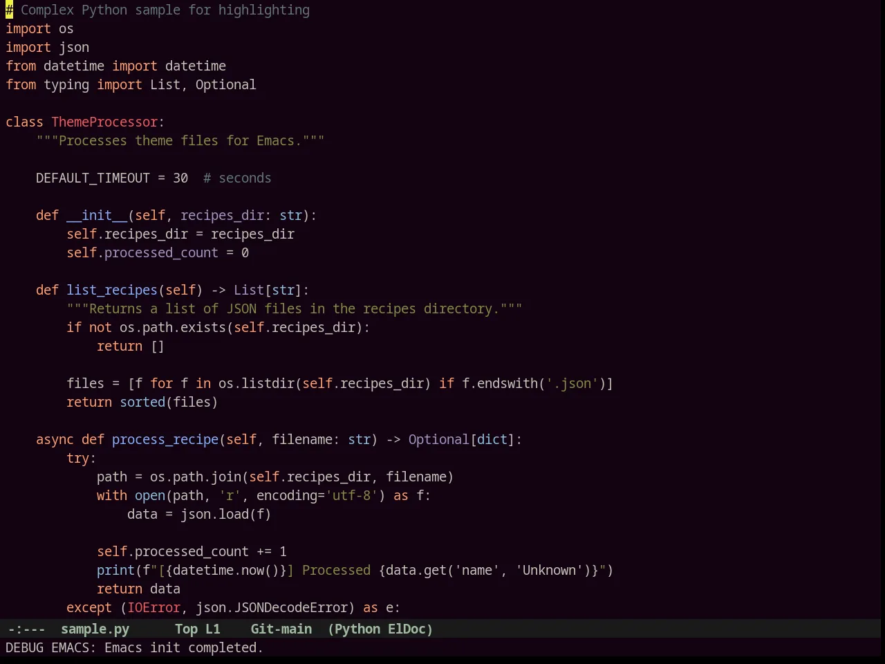 Junio Theme in python-mode