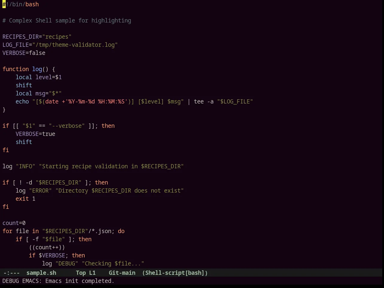 Junio Theme in sh-mode